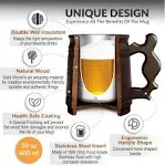 Gifts for Men Wood Beer Mug with Box Stainless Steel Cup Men Souvenir Handmad...