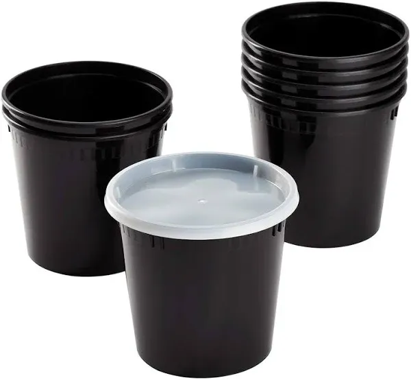 Karat 24 oz Black PP Injection Molded Round Deli Containers with Lids