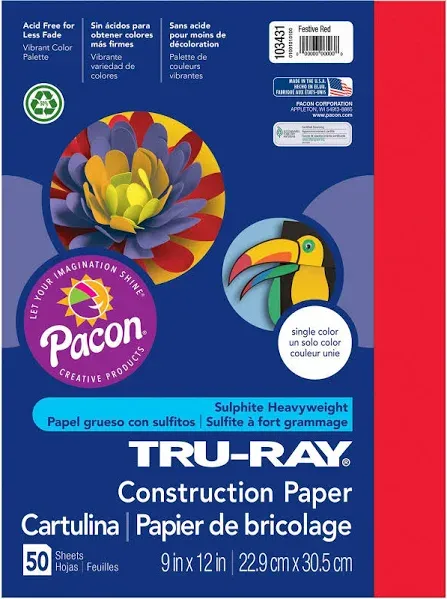 Pacon Tru-Ray Construction Paper 9x12 Festive Red 50