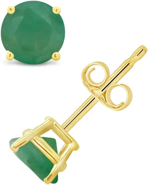 Belk & Co 14K Gold 5mm Round Emerald Stud Earrings