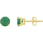 Steven Vardi Inc. | 14K Yellow Gold 5mm Round 4-Prong Basket Gemstone Stud Earrings | Realry