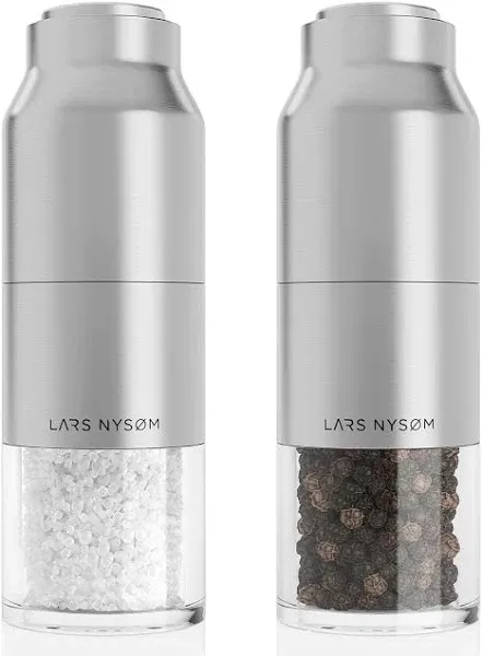 LARS NYSØM LARS NYSM Salt and Pepper Grinder Set Stainless Steel with Adjustable Grinder I Bottle Design Spice Mills Set Manual