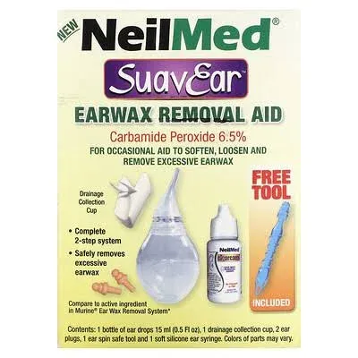 NeilMed SuavEar Ear Wax Removal Aid Kit Carbamide Peroxide 6.5% EXP 2023-11