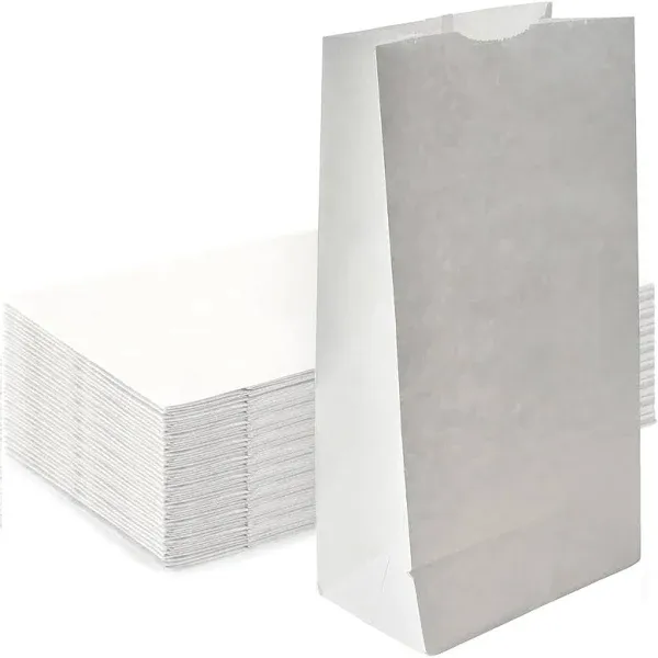 Concession Essentials 4lb White Paper Bags - Pack of 150ct. White Paper Lunch Bags. Great for Holiday Cookie Bags and Arts and Crafts, (