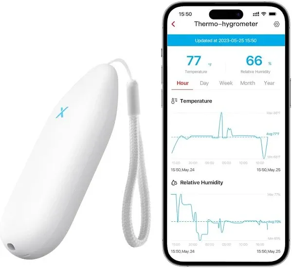 X-Sense Wi-Fi Hygrometer Indoor Humidity, Smart Hygrometer Thermometer with Remote Monitoring & App Control, Wi-Fi Temperature Sensor for Room