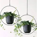 ABETREE 2 Pcs Hanging Planters for Indoor and Outdoor Plants with Hooks and Chains Metal Modern Wall and Ceiling Planter Minimalist Flower P