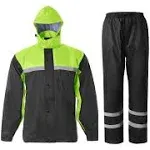 SaphiRose Men's Rain Suit High Visibility Reflective Work Rain Jacket Pants for All Sport Farm Fishing Motorcycle (Large)