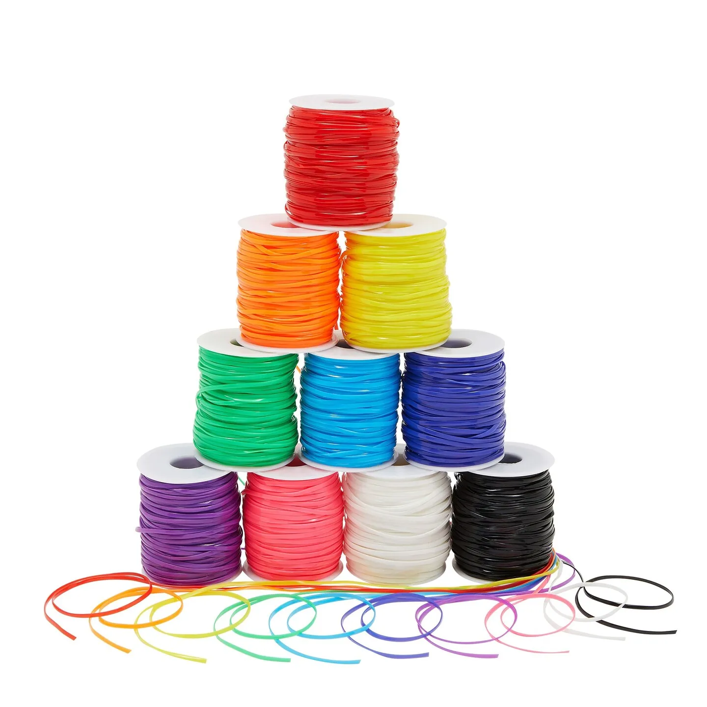 Juvale 50 Yards Each Lanyard String, Gimp String in 10 Assorted Colors for Bracelets, Anklets, Necklaces, Boondoggle Keychains, Plastic Lacing Cord for Arts and Crafts (10 Spools) Rainbow