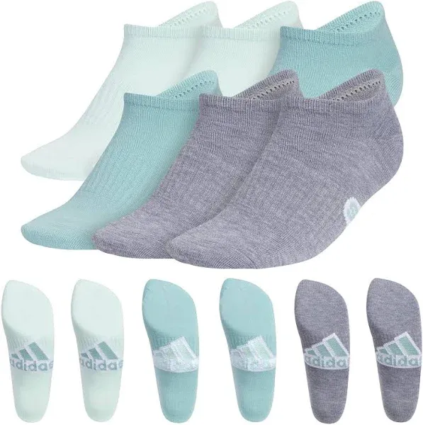 adidas womens Classic Superlite Low-profile No Show Socks (6-pair) With Arch Compression for Non-slip Fit and Breathable