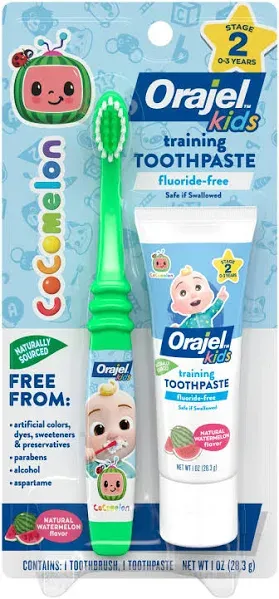 Orajel Kids Cocomelon Fluoride-Free Training Toothpaste & Toothbrush