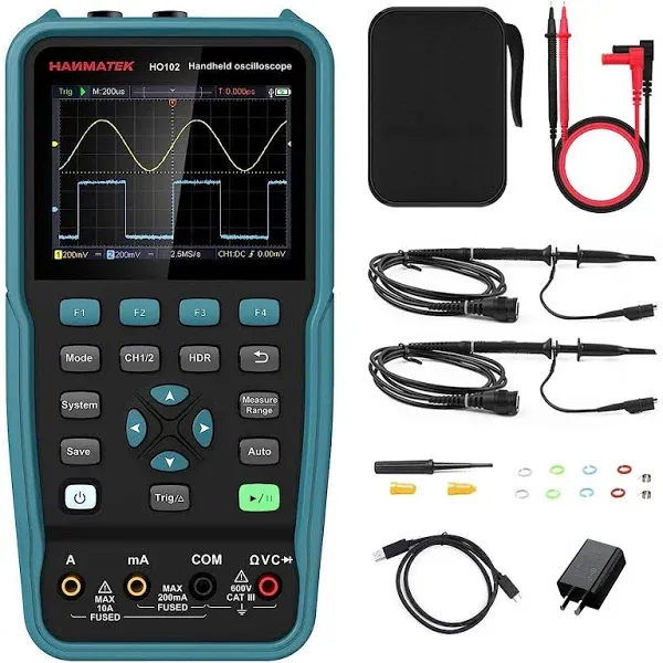 HANMATEK HO102/HO102S 3-in-1 Handheld Oscilloscope Multimeter Waveform