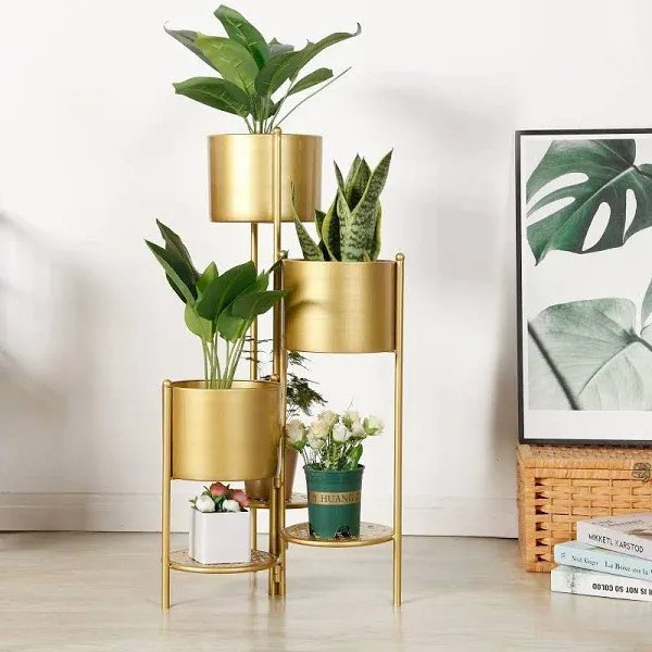 Mercer41 6 Tier 6 Potted Indoor Gold Flower Pot Stand Holder