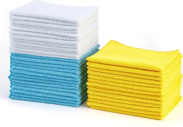 Amazon Basics Microfiber Cleaning Cloths Non-Abrasive Reusable and Washable