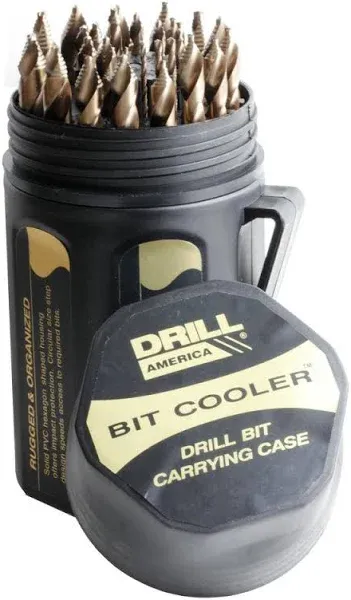 Drill America 29 Piece Cobalt Stepped Point Drill Bit Set in Round CAS