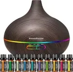 InnoGear Aromatherapy Diffuser & 10 Essential Oils Set, 400ml Diffuser Ultrasonic Diffuser Cool Mist Humidifier with 4 Timers 7 Colors Light