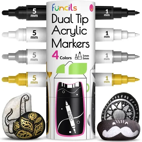 Funcils 4 Dual Tip Acrylic Paint Pens