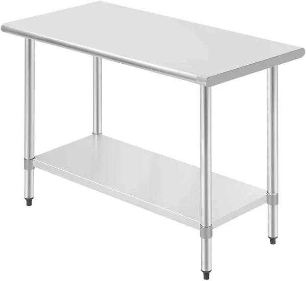 Stainless Steel Work Table Kitchen Work Table Scratch Resistent Work Table Metal Table with Adjustable Table Foot