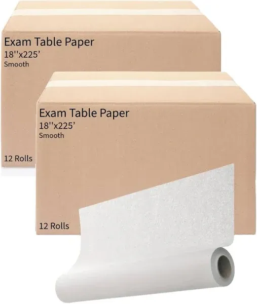 Exam Table Paper - 18&#039;&#039;x225&amp;#8217<wbr/>; Disposable Smooth Medical Barrier Cover Roll 