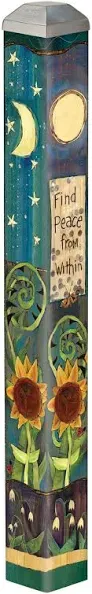 Studio M Find Peace 16" Mini Art Pole Small Decorative Indoor/Outdoor Garden Post, Great Gift, Stake Included for Easy Installation, No Digging Necessary - Made in The USA