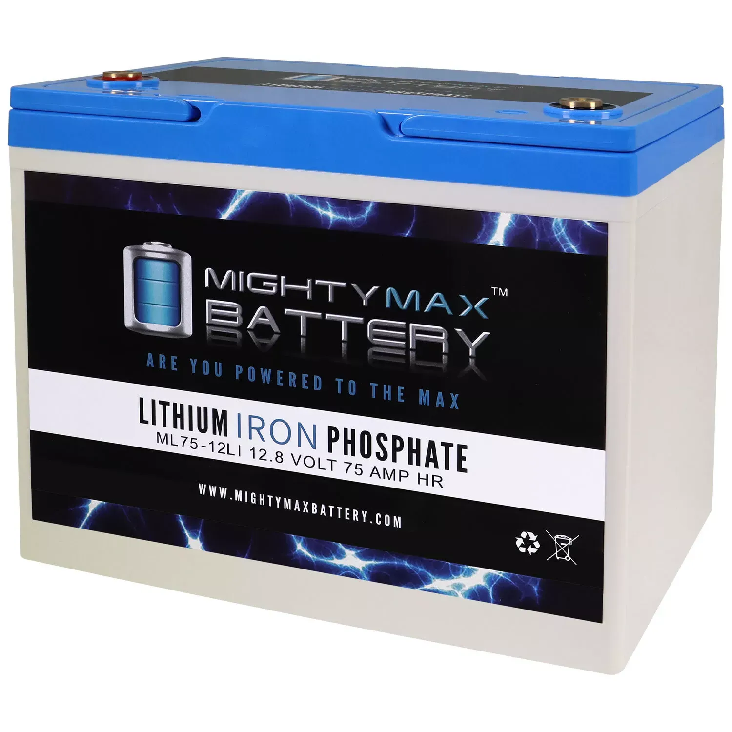 Mighty Max 12V 75AH Lithium Battery Replaces BCI Group 24M Starting Marine, RV