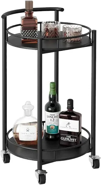 17 Stories 2 Tiers Round Bar Serving Cart