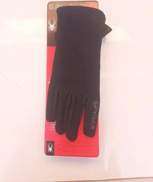 Spyder Leather Palm Black Gloves (Medium)