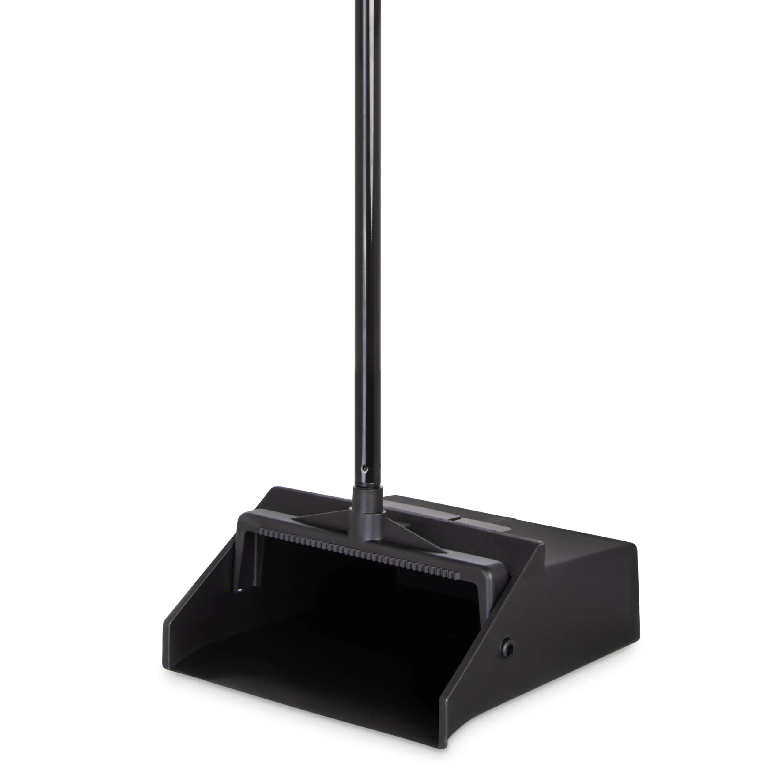 Carlisle FoodService Products Duo-Pan Upright Dust Pan and Broom Broom Set with Clip for Floor Cleaning, Restaurants, Office, And Janitorial Use, Plastic, 36 Inches, Black