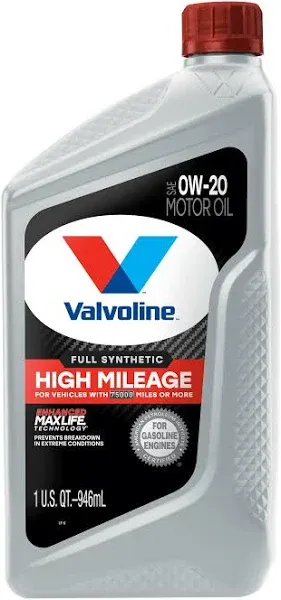 Valvoline Full Synthetic High Mileage with MaxLife Technology 5W-20 Motor Oil