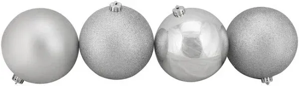 Northlight 4ct Silver Splendor Shatterproof 4-Finish Christmas Ball Ornaments