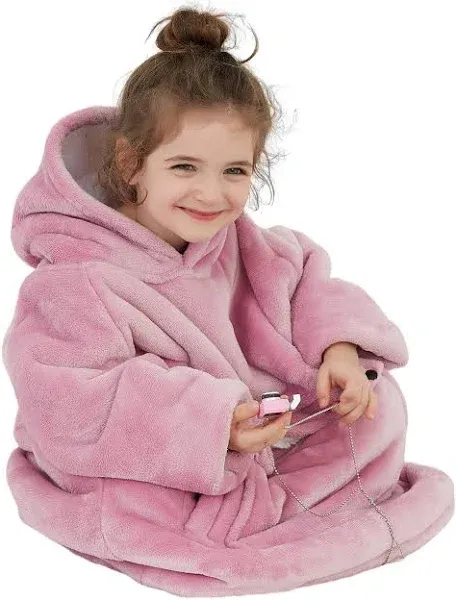 Wearable Blanket Hoodie for Toddlers Oversized Sherpa Blanket Sweatshirt Flan...