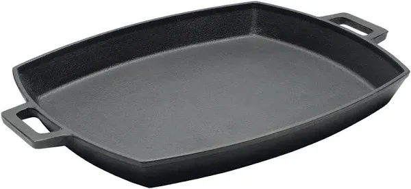 Bayou Classic 7471 Cast Iron Shallow Pan Perfect For Hamburgers Grilled Cheese Sandwiches and Bacon Features Wide Loop Handles