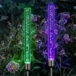 Exhart Two Solar Color Changing Acrylic Stationary Bubble Cylinder Garden Stakes