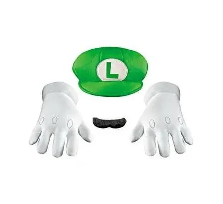 Disguise Super Mario Brothers Luigi Adult Accessory Kit, Green/White, One Size