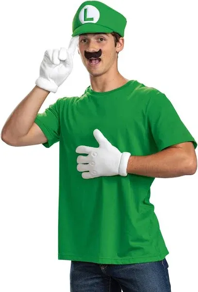 Disguise Super Mario Brothers Luigi Adult Accessory Kit, Green/White, One Size