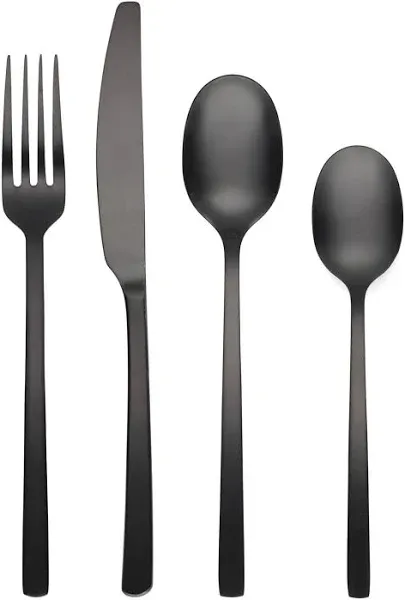 Cambridge Black Beacon Satin Piece Flatware Set, 16 Count