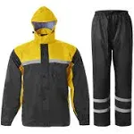 SaphiRose Men's Rain Suit High Visibility Reflective Work Rain Jacket Pants for All Sport Farm Fishing Motorcycle