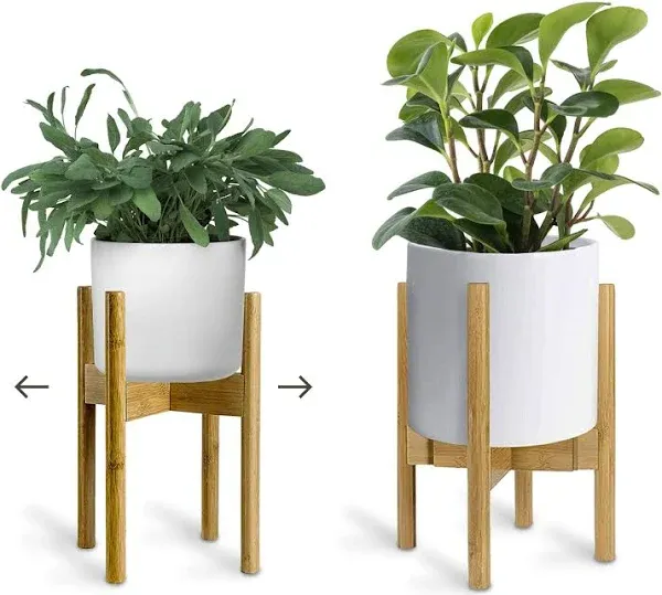 UppWell | Adjustable Wood Plant Stand Indoor | Sturdy Eco-friendly Bamboo | Mid Century Modern Flower & Plant Pot Holder | 8-12 Inch Tall, Large, Short, Small Planter | Plant A Tree With Each Purchase