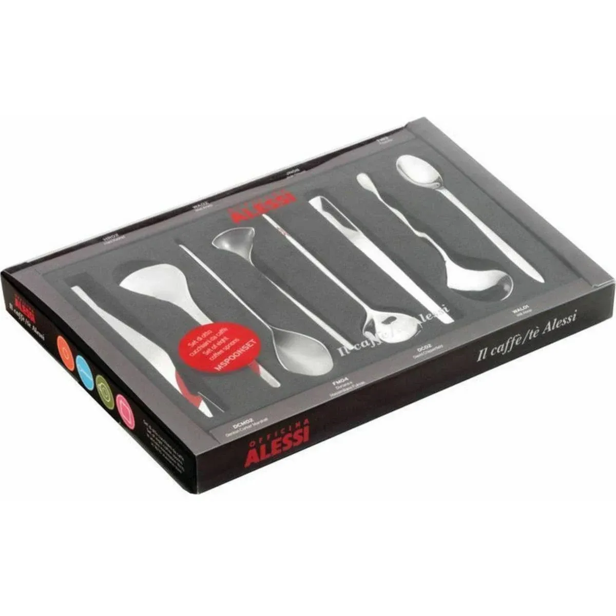 Alessi IL CAFFÈ/TÈ COFFEE SPOONS - SET OF 8, collectible gift NEW boxed