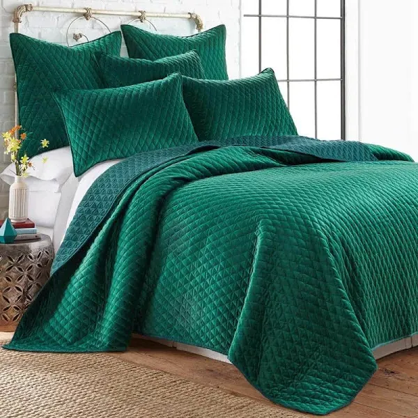 Levtex Home - Empire Full/Queen Quilt - Emerald Green - Velvet - Diamond Quil...