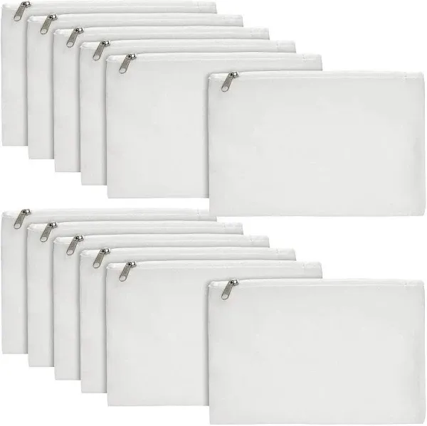 Juvale 12 Pack Blank Canvas Zipper Pouch