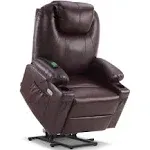 MCombo Large Dual Motor Power Lift Recliner Chair with Massage and Heat, Extended Footrest, Faux Leather 7815 - Dark Brown