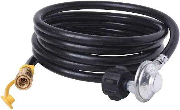 Flame King 12ft 90 Low-Pressure Propane Regulator Quick Connect Hose for RVs