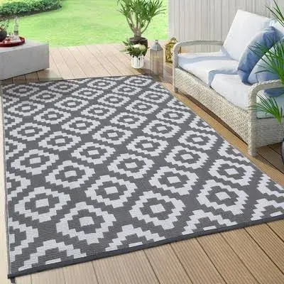 Whizmax Outdoor Waterproof Plastic Straw Reversible Rug