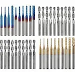 Genmitsu 40pcs End Mills CNC Router Bits, 1/8" Shank CNC Cutter Milling Carving Bit Set Including 2-Flute Flat Nose & Ball Nose End Mill, Nano Blue C