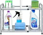 SimpleHouseware Under Sink 2 Tier Expandable Shelf Organizer Rack, Silver Expand