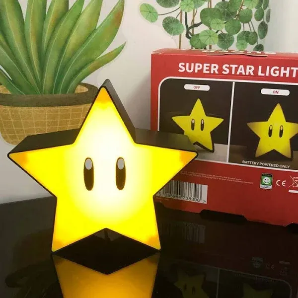 Nintendo Super Mario Bros Super Star Light Sound Video Game Lamp Decor Nightligh