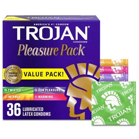 Trojan Lubricated Latex Condoms Pleasure pack (3 ct)