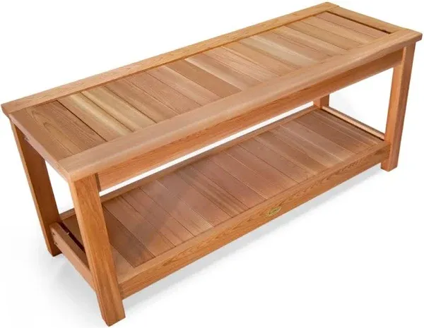 All Things Cedar SB44 Deluxe Cedar Sauna Bench | Handcrafted Western Red Cedar | Ample Sitting Space & Lower Storage Shelf | Full Cedar Wood Sanded Finish | Indoor & Outdoor Use (44x16x19)