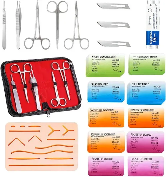 Suture Practice Complete Kit for Students (30 Pieces) Include Reusable Upgrad...