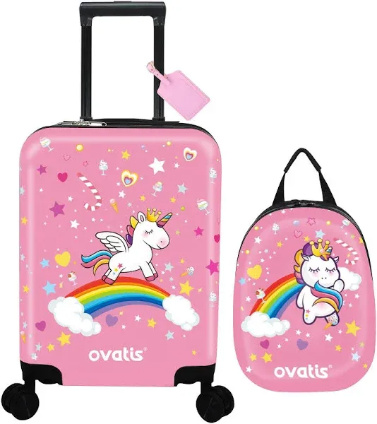 iPlay, iLearn Unicorn Kids Luggage, Girls Carry on Suitcase W/backpack